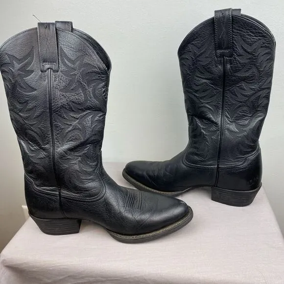 Ariat cowboy boots men's 9.5D black heritage point toe 10002218 34770 western