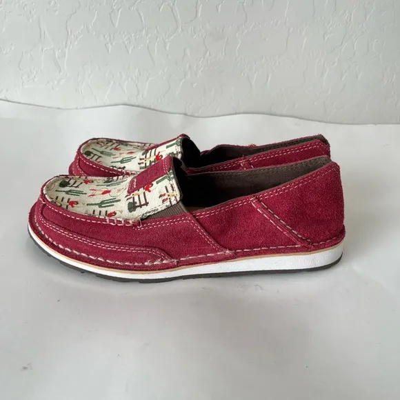 Ariat Cruiser Roper Suede Slip On Canvas Shoes Desert Cactus Cowgirl Print 6 NEW