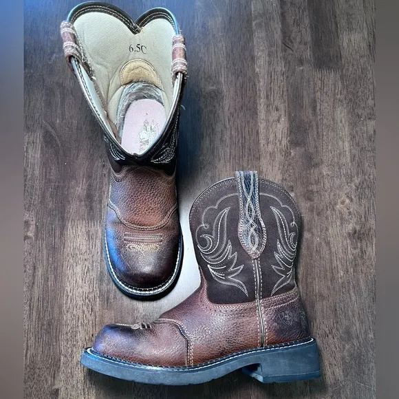 Ariat Fat Baby Cowboy Boots Western Chocolate Brown Mid Calf FatBaby Size 6.5 C