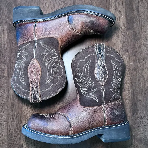 Ariat Fat Baby Cowboy Boots Western Chocolate Brown Mid Calf FatBaby Size 6.5 C