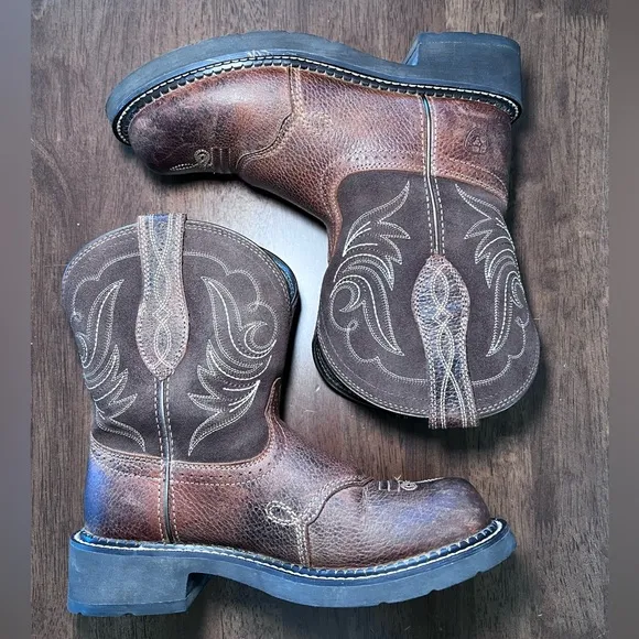 Ariat Fat Baby Cowboy Boots Western Chocolate Brown Mid Calf FatBaby Size 6.5 C