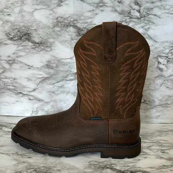 Ariat Men's 10.5 groundbreaker H2O work boots Western 10024984 brown square toe