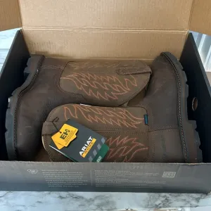 Ariat Men's 10.5 groundbreaker H2O work boots Western 10024984 brown square toe