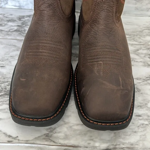 Ariat Men's 10.5 groundbreaker H2O work boots Western 10024984 brown square toe