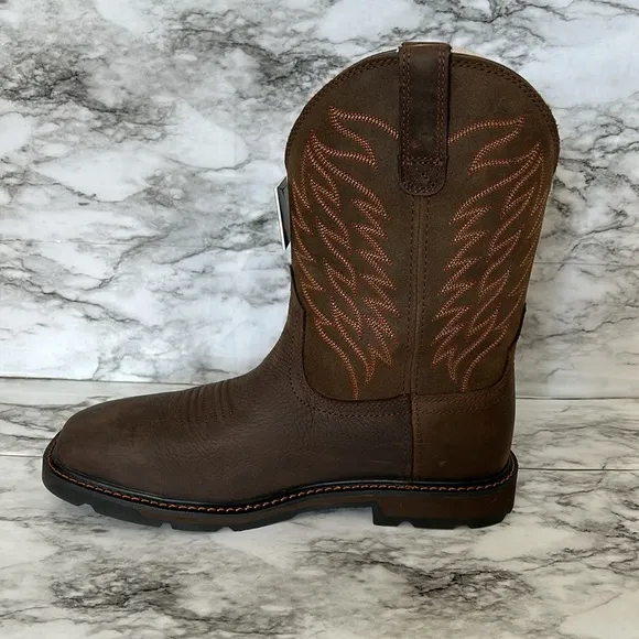 Ariat Men's 10.5 groundbreaker H2O work boots Western 10024984 brown square toe