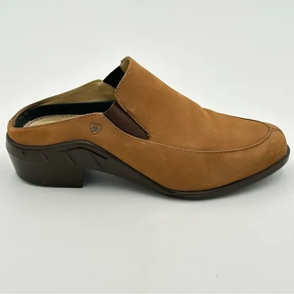 Ariat Womens Leather Mule Shoes Size 7 Slip On Stretch Tan Cowgirl Western Boho