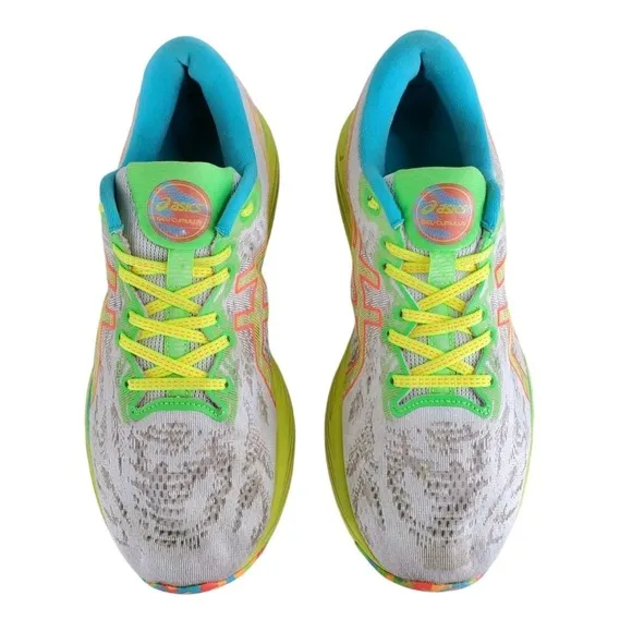 Asics Gel Cumulus 23 Running Shoes Mens 9.5 Green Blue Neon Gym Athletic