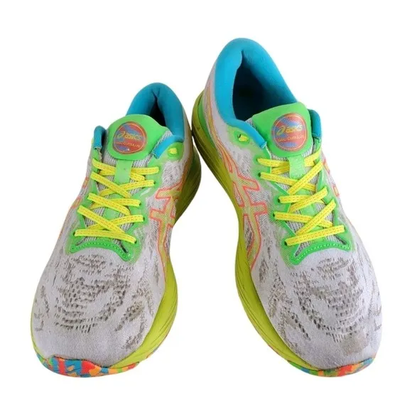 Asics Gel Cumulus 23 Running Shoes Mens 9.5 Green Blue Neon Gym Athletic