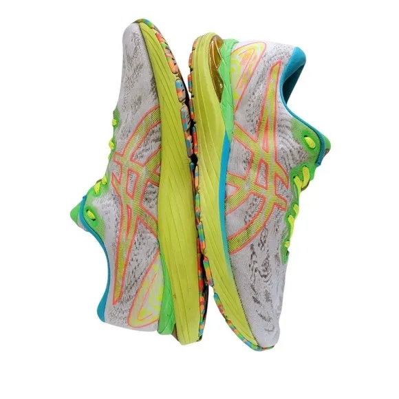 Asics Gel Cumulus 23 Running Shoes Mens 9.5 Green Blue Neon Gym Athletic