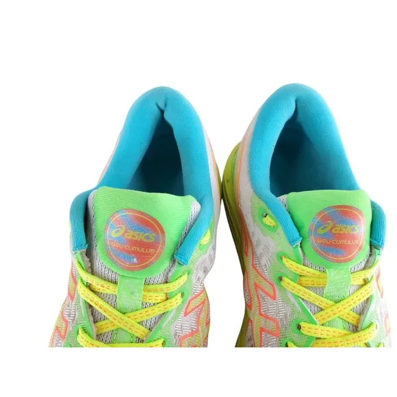 Asics Gel Cumulus 23 Running Shoes Mens 9.5 Green Blue Neon Gym Athletic