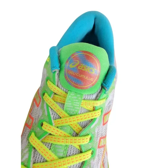 Asics Gel Cumulus 23 Running Shoes Mens 9.5 Green Blue Neon Gym Athletic