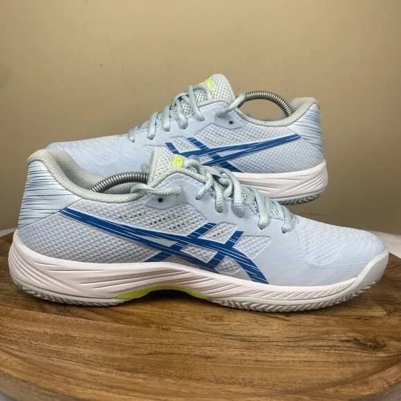 Asics Gel Game 9 Womens Blue &amp; White Size 9.5 Pickleball Tennis Running Shoes