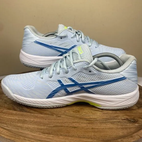 Asics Gel Game 9 Womens Blue &amp; White Size 9.5 Pickleball Tennis Running Shoes