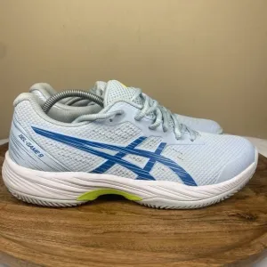Asics Gel Game 9 Womens Blue &amp; White Size 9.5 Pickleball Tennis Running Shoes
