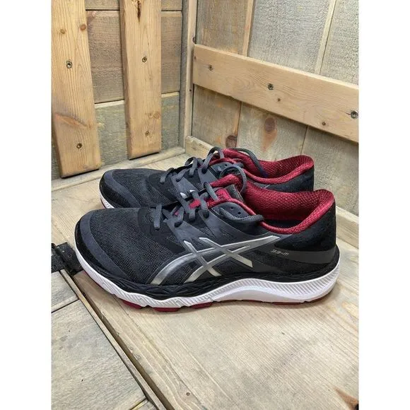 ASICS Mens T538N Black Red Running Shoes Sneakers Size 8 EU41.5