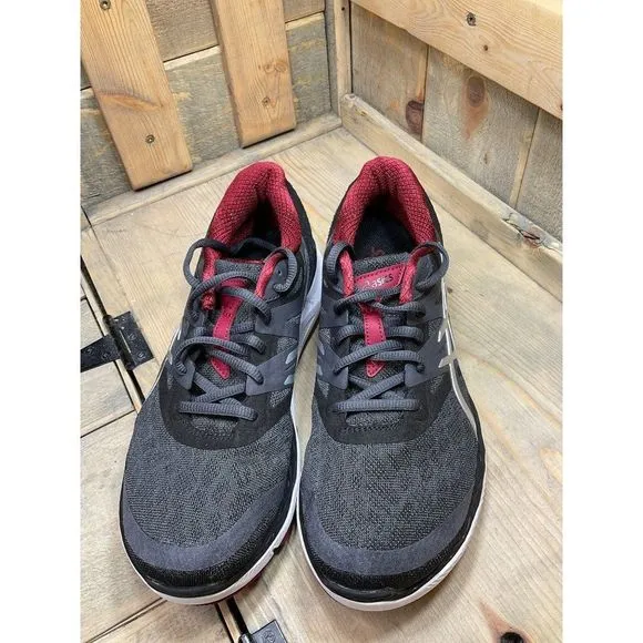ASICS Mens T538N Black Red Running Shoes Sneakers Size 8 EU41.5