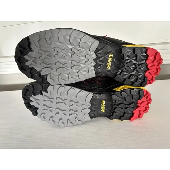 ASOLO Softrock Hiking Shoes - Men's 9.5 Black/Black/Yellow