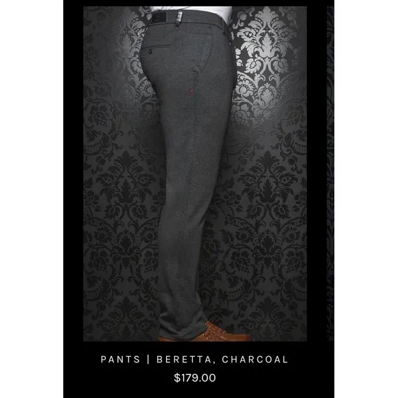 Au Noir Infinity Sophisticated Gray Pants Slim Fit Stretch Chino Trousers 33