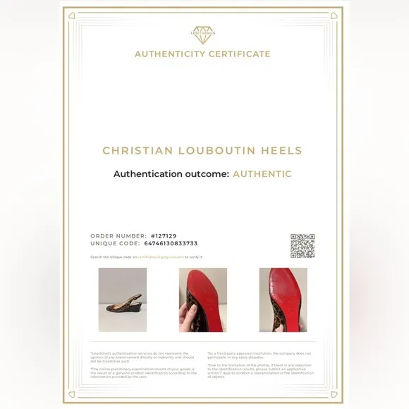Authenticated Christian Louboutin Patent Cynthia Leopard Sling Back Wedge Heels