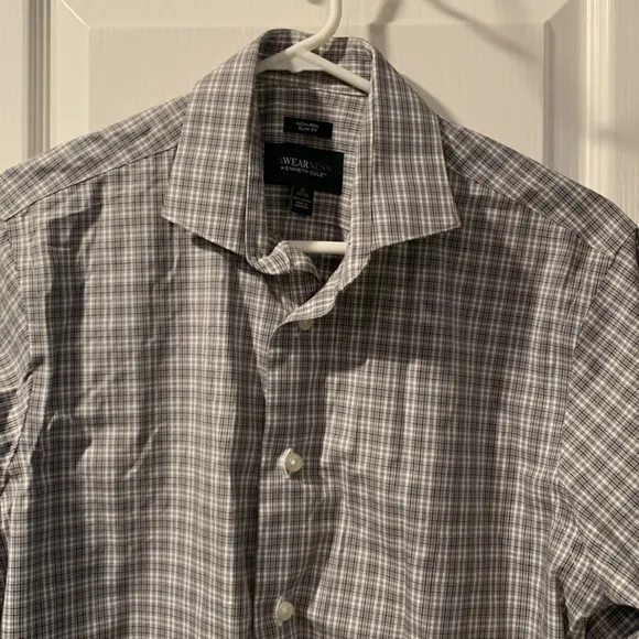 Awearness AWEARNESS Kenneth Cole Dress Shirt Gray White Size 15 EUC #1853