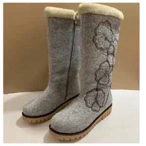 Azura JARRIA mid-calf Boots Gray Embroidered 36