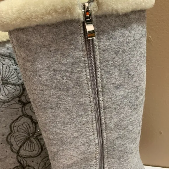 Azura JARRIA mid-calf Boots Gray Embroidered 36