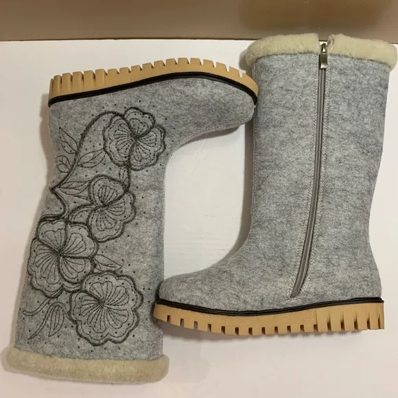 Azura JARRIA mid-calf Boots Gray Embroidered 36