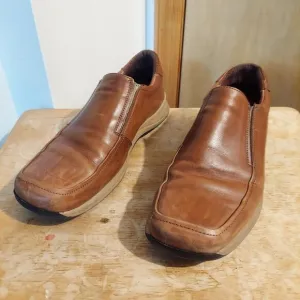 Bacco Bucci Men's US 10.5 Italian Brown Leather Casual Slip On Loafer Shoes EUC