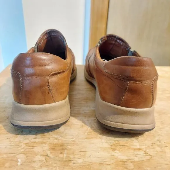 Bacco Bucci Men's US 10.5 Italian Brown Leather Casual Slip On Loafer Shoes EUC
