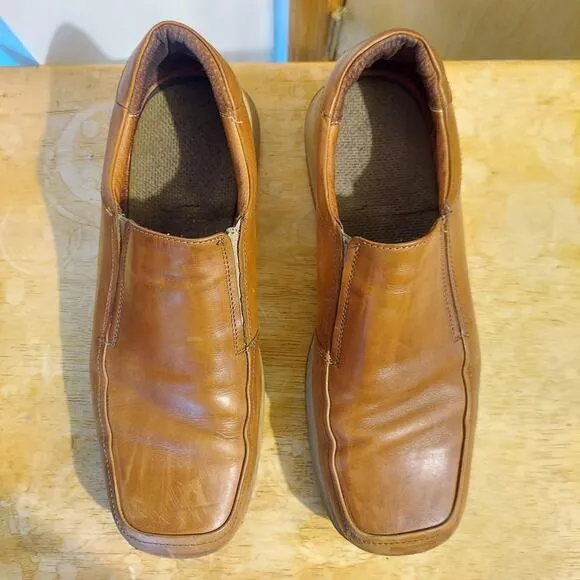 Bacco Bucci Men's US 10.5 Italian Brown Leather Casual Slip On Loafer Shoes EUC