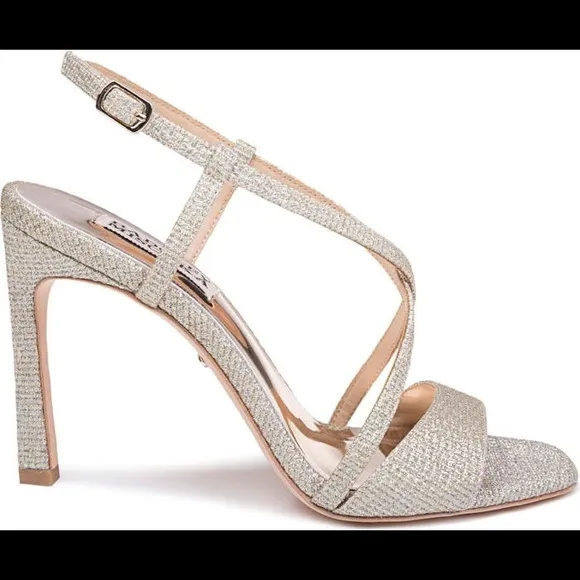Badgley Mischka Ebiza Glitter Cross Strap SandalSize 6.5