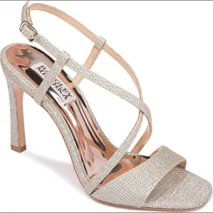 Badgley Mischka Ebiza Glitter Cross Strap SandalSize 6.5