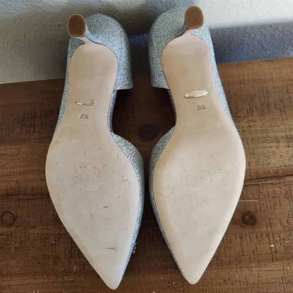 Badgley Mischka Silver Fabia Embellished Pointed Toe Pump Size 8.5