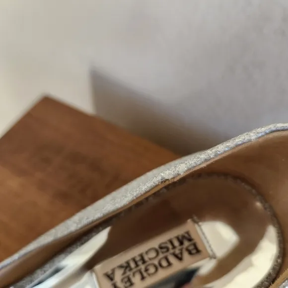 Badgley Mischka Silver Fabia Embellished Pointed Toe Pump Size 8.5