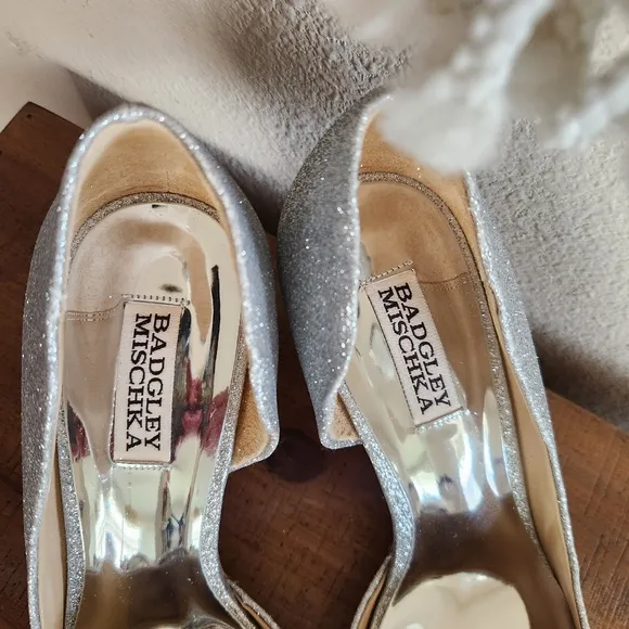 Badgley Mischka Silver Fabia Embellished Pointed Toe Pump Size 8.5