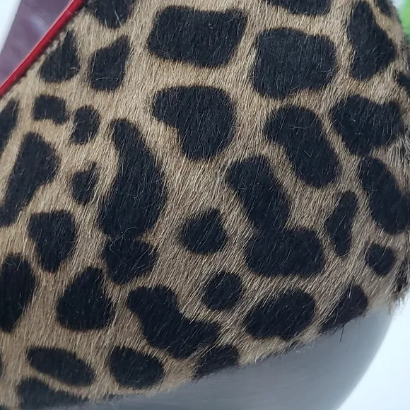 Baldan Fur Leopard Red Patent Leather Ankle Mobwife Euro 39 US 8.5