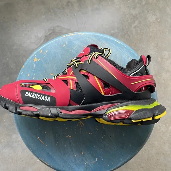 Balenciaga Red and Black Athletic Shoes