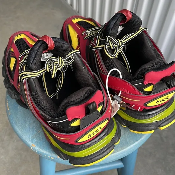 Balenciaga Red and Black Athletic Shoes
