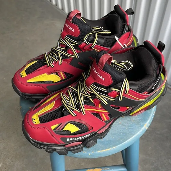 Balenciaga Red and Black Athletic Shoes
