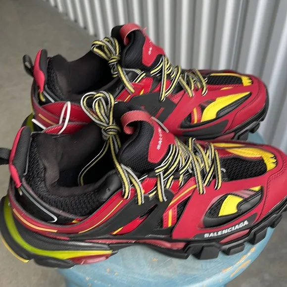Balenciaga Red and Black Athletic Shoes