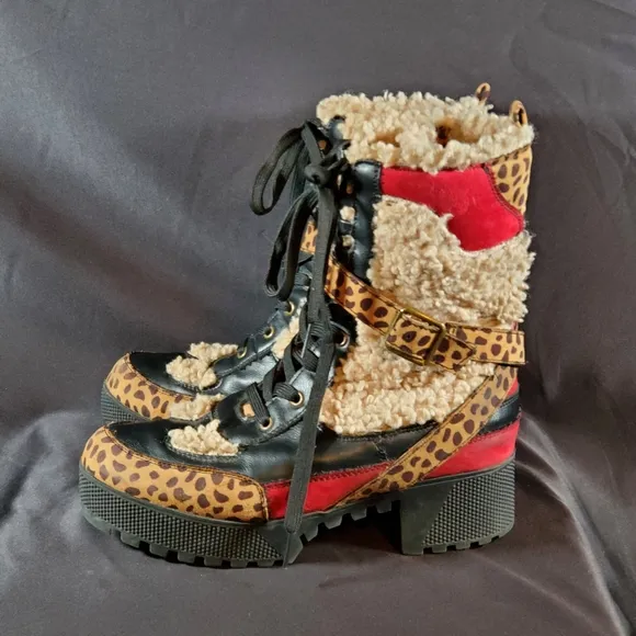 Bamboo Cheetah Platform Boots