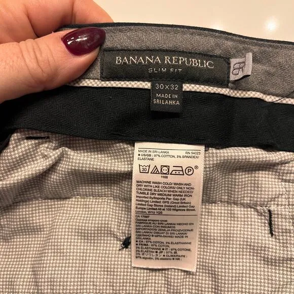 Banana Republic Black Slim Fit Stretch Dress Pants Size 30X32