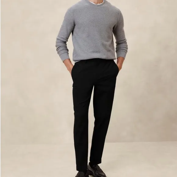 Banana Republic Men's Black Tailored Slim Fit Dess Pants