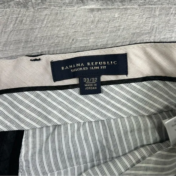 Banana Republic Men's Black Tailored Slim Fit Dess Pants