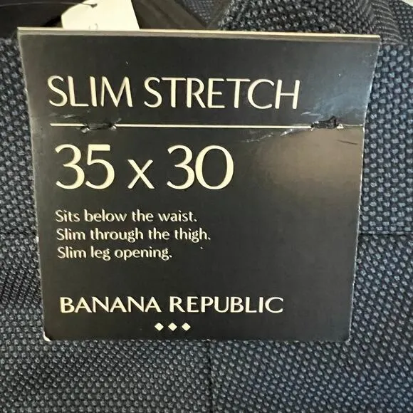 Banana Republic NWT Men's Slim Stretch Blue  Dress Pants 35x30