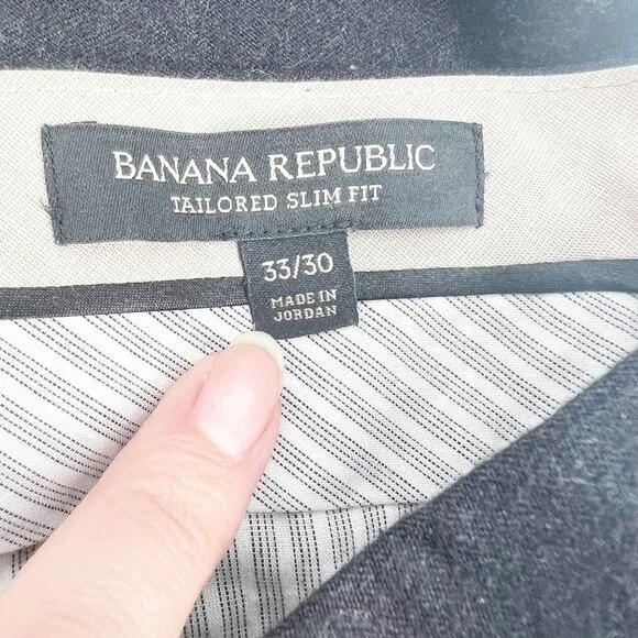 Banana Republic Tailored Slim Fit Dress Pants Mens 33x30 Dark Grey Straight Wool