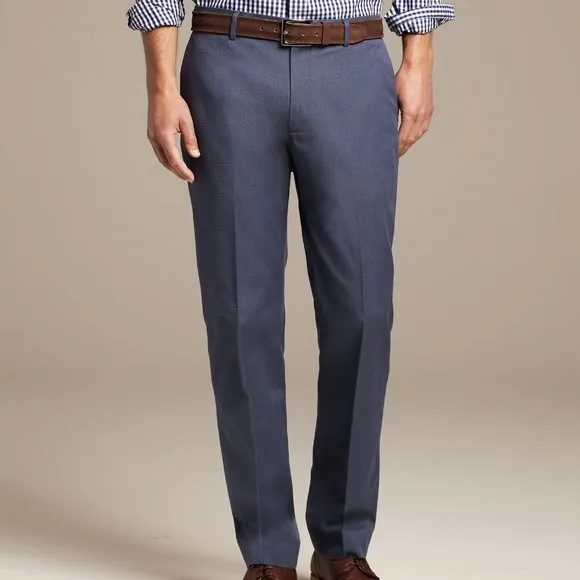 Banana Republic Tailored Slim Fit Non-Iron Cotton Dress Pant 36/34 Grey Heather