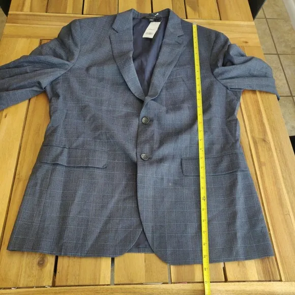 Banana Republic Wool NEW Men's Dress Coat Size 42R Slim Fit Blue Plaid