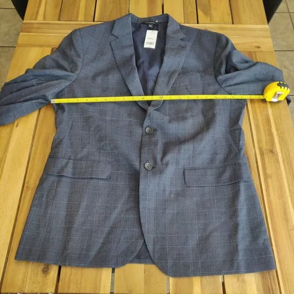 Banana Republic Wool NEW Men's Dress Coat Size 42R Slim Fit Blue Plaid