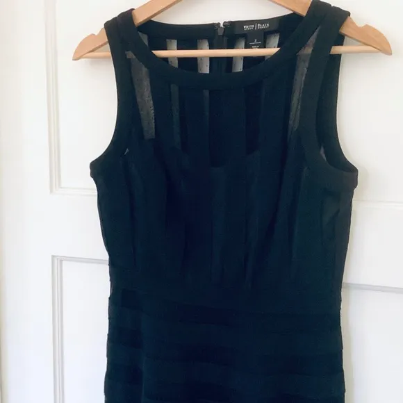 Banded Sheer Stripe fit and flare dress Black size 2 Black House White Market